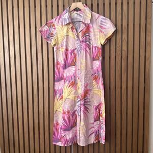 ETRO Short-Sleeve Floral Hawaiian Cotton Shirt Dress Women’s Size 42 US Size 6